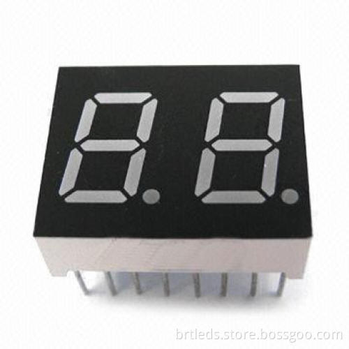 7-segment LED display, 0.43-inch green color dual digits, common anode, white segment and black face